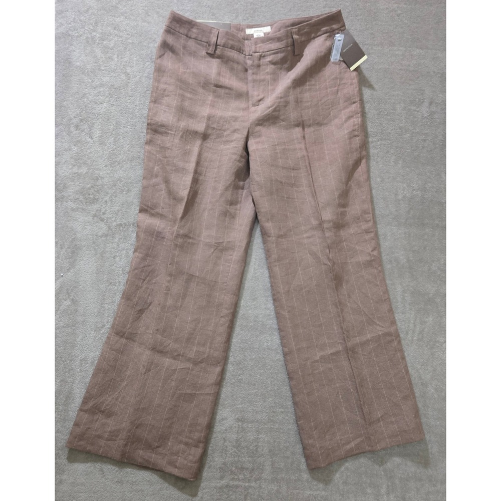 Merona 100% Linen Pants Womens 12 Pinstripe Career Office Business Capsule